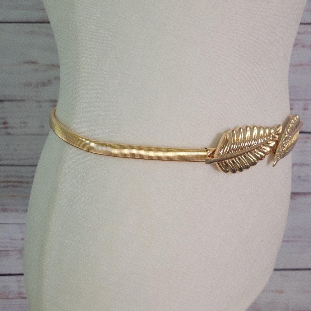 Vintage gold tone women's Omega snake belt leaves buckle 1980s 1970s - Picture 3 of 6